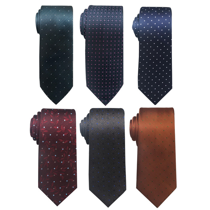 Набір краваток для чоловіків, ткані, жаккард, 6 шт. (темні крапки)
