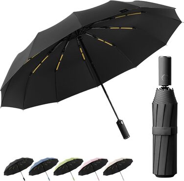 Стійкий до вітру автоматичний парасолька, захист від сонця, чорний Obsidianschwarz