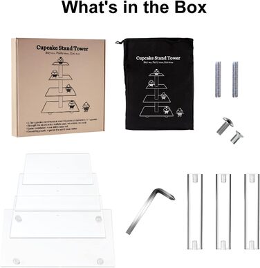 Чотирьох'ярусна підставка для тортів та випічки з акрилу, 30.5 см - для вечірок та свят
