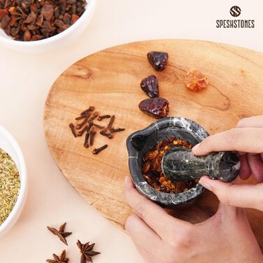 Набір мармурового ступки та пестика, 7,6 см, чорний, ручної роботи, для кухні, спецій, трав, дрібного помелу