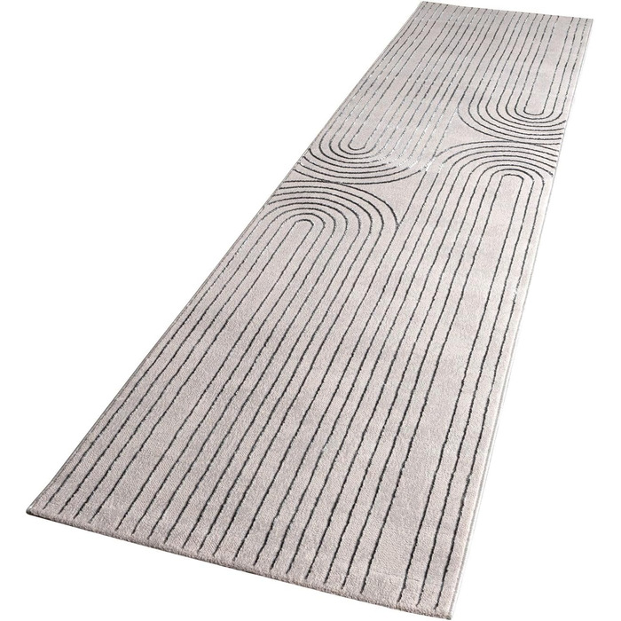Килимок для вітальні TT Home з коротким ворсом, геометричний дизайн, абстрактний стиль, сірий колір, 80x150 см
