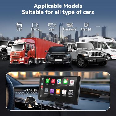 9-дюймовий CarPlay дисплей з сенсорним екраном, бездротовий Android Auto, GPS, Bluetooth, AUX/FM для авто