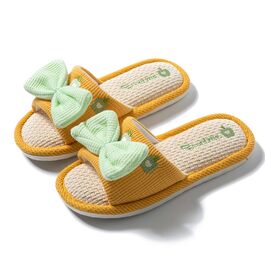 Жіночі тапочки з льону для дому - м'які, антиковзні, комфортні, жовті, 36/37 EU