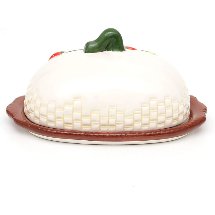Dolomite Butter dish/Butter bell with strawberry relief. Size approximately 19.5 x 12.5 x 9.4 cm, 9