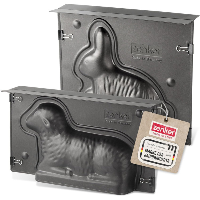 Easter Zenker Lamb and Bunny Baking Molds – 900 & 600 ml Filling Volume – 3D Cake Molds with Lamb and Bunny Motifs for Baking – Delicious Easter Decorations