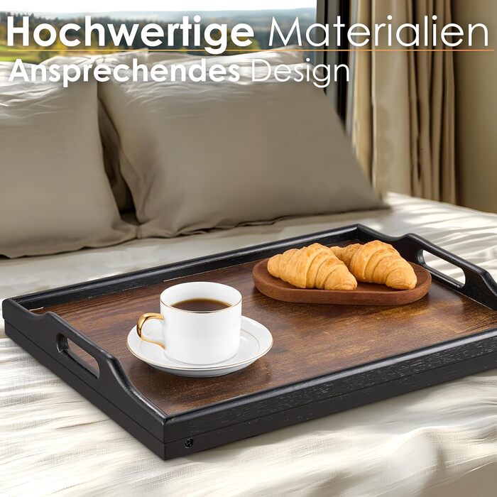 Складаний бамбуковий столик з регулюванням висоти для ліжка та дивана (22,5-32 см) – ноутбук, сніданок, стійка для ноутбука, сніданок, вінтажний колір, бамбук