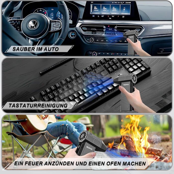 Електричний пилосос для чищення повітряним струменем X3Max-Black: Комплект для чищення ПК, електроніки, диванів, авто