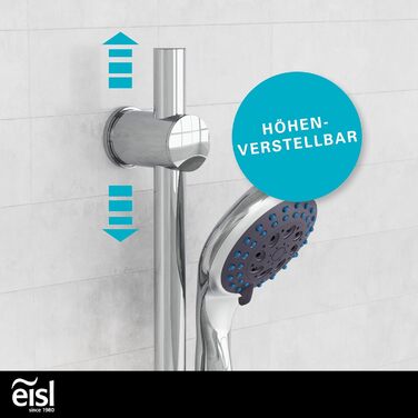 Душовий набір EISL PARMA DX5082CSB, душова стійка 70 см, лійка з 8 режимами, шланг і тримач, хром