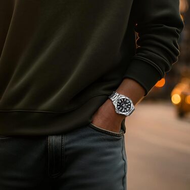 Годинник чоловічий LN LENQIN з нержавіючої сталі, водонепроникний, з датою, кварцовий, аналоговий, чорний, бізнес-стиль