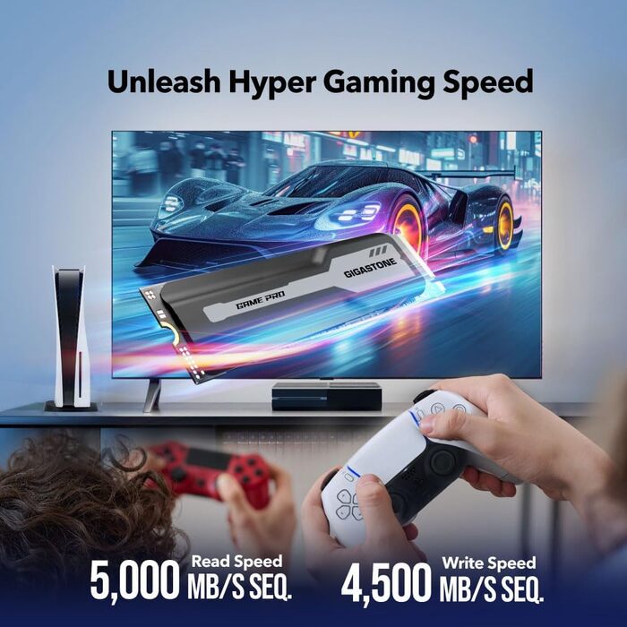 Gigastone SSD Gen4 4TB: PCIe 4.0 NVMe M.2 SSD для ПК, ноутбука, PS5 - 5000 МБ/с