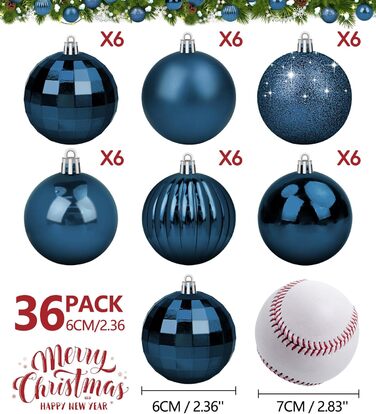 Набір ялинкових прикрас 36 шт. темно-синій, 6 см - ялинкові кулі для декорування