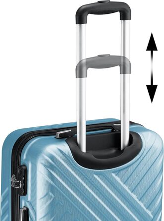 Набір валіз Zelsius 3 шт. чорного кольору | ABS, з кодовим замком, подвійними колесами та внутрішнім роздільником | Ручна валіза, набір валіз з твердим корпусом, тривала валіза, велика валіза, багаж (сталево-блакитний)