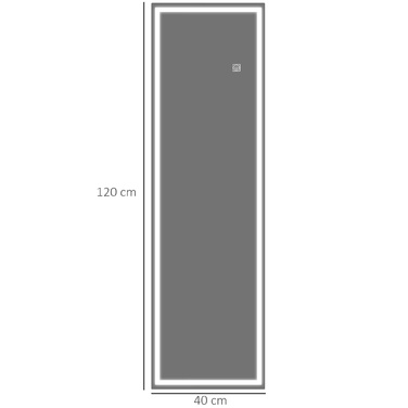 HOMCOM Wall Mirror 120 x 40 cm Full-Length Mirror with LED Lighting, 3 Light Colors, Rectangular Mirror with Touch Switch, Memory Function for Bedroom, Bathroom | Aosom