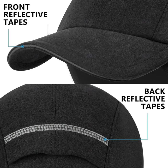 Жіноча зимова шапка GADIEMKENSD з відбиваючими елементами та мішком для хвоста, навушники-гетри, для активного відпочинку, чорна