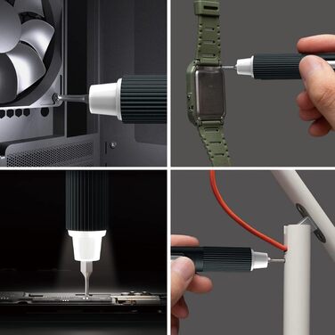 JAKEMY Мініатюрний електричний шуруповерт E21-B: набір для дрібної механіки з регулюванням крутного моменту, LED-підсвічуванням та USB-C зарядкою