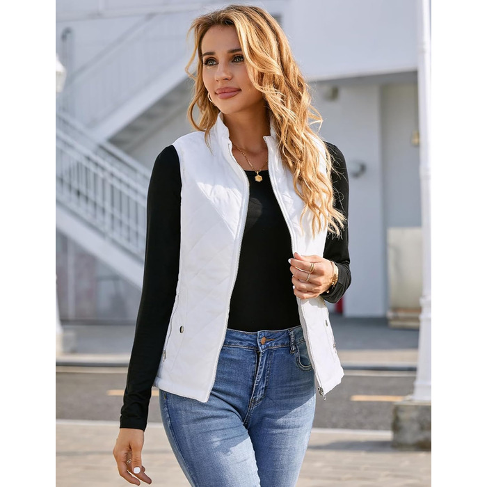 Жіноча легка пухова жилетка Teppwete з кишенями. Тепла зимова куртка, жилетка для осені/весни. Тепла жіноча куртка-жилетка Teppwete (S, H14# Білий)