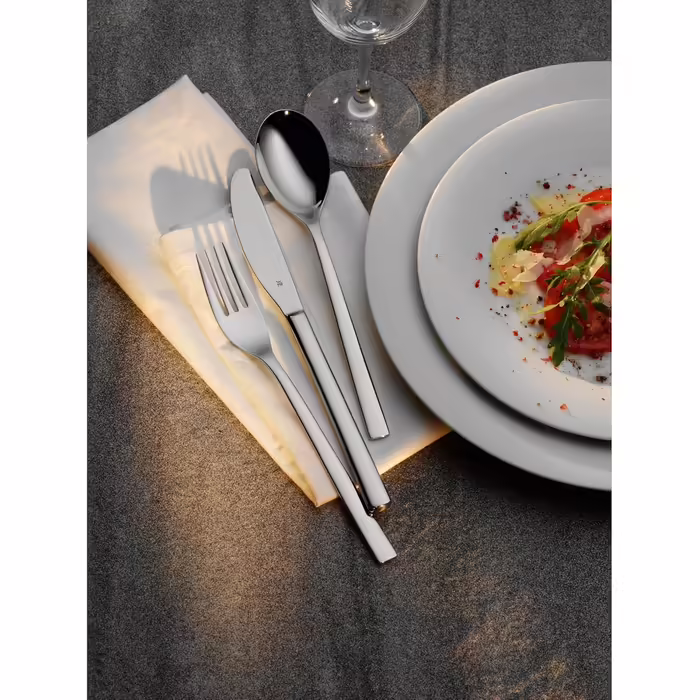 WMF Palermo Stainless Steel Cutlery Set, 6 Persons, 30-Piece Dining Cutlery Set, Monobloc Knives, Cromargan Stainless Steel Polished, Shiny, Dishwasher Safe Single