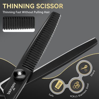 Набір професійних ножиць Nobleza для грумінгу собак та котів, 6 в 1, з нержавіючої сталі 4CR, з гребінцем для догляду за шерстю