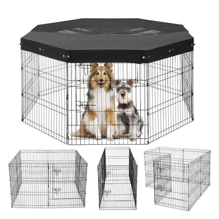 Laufstall для собак VEVOR, 8 панелей, 76 x 61 см, металевий, з дверцятами, Oxford 600D, для собак, котів та інших дрібних тварин