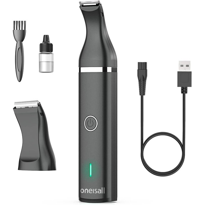 Триммер для собак Oneisall з подвійними лезами, 2 швидкості, для догляду за лапами, очима, вухами, обличчям та тілом (білий/чорний)