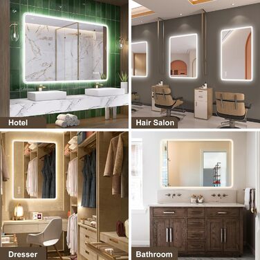 Дзеркало для ванної кімнати зі підсвічуванням STARLEAD 100x70 см, Bluetooth, антизапар, регулювання яскравості, 3 кольори світла, функція пам'яті, IP44, LED, горизонтальне/вертикальне, HD скло, Madrid Silver (Bluetooth)