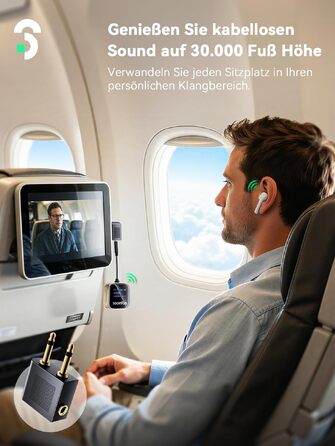 Bluetooth адаптер SOOMFON 2-в-1 (передавач та приймач) з підтримкою aptX для літака та аудіосистем