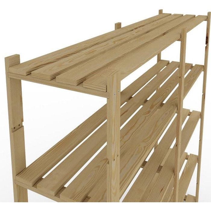 Lenmar Series B Wooden Shelf, Pine, Wood, Light Beige, B-20 170 x 80 x 40 cm, 5 Shelves, Bookcase, Wooden Shelf, Standing Shelf, Wall Shelf, Shelf with 5 Shelves, Office Shelf, for Living Room, Storage Shelf (B-30 170 x 150 x 40 cm 5 Shelves)