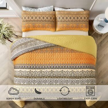 Steppdecke Bohémsкий стиль, King Size, 261.6 x 228.6 см, жовто-помаранчевий, 3 шт.