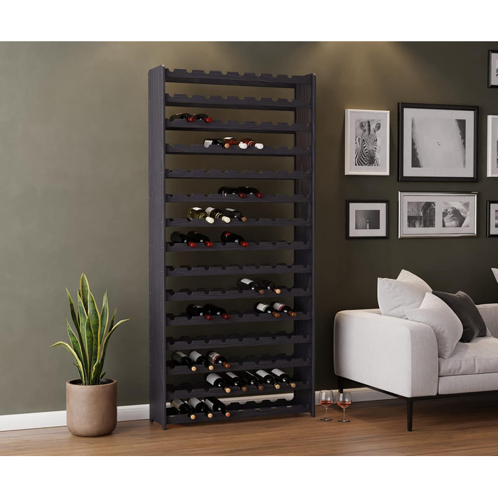 RW Series Wooden Wine Rack for Bottles, Anthracite, Brown, Natural, RW-3, 13-15 lie, for 91-135 Bottles, Wine, Bottle Rack (Anthracite, RW-3-135, 198 x 92 x 26.5, for 135 Bottles)