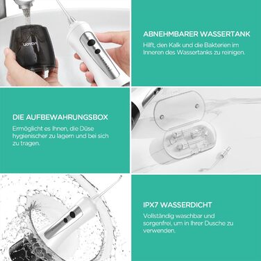 Електрична іригатор VOYOR для очищення зубів, водяний флосер для видалення бактерій та догляду за яснами, IPX7, WF200 (Сірий)