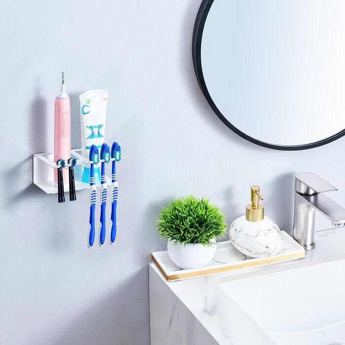 Настінний тримач для зубних щіток, електричний, без свердління, для зубних щіток та насадок, органайзер для ванної кімнати (великий)