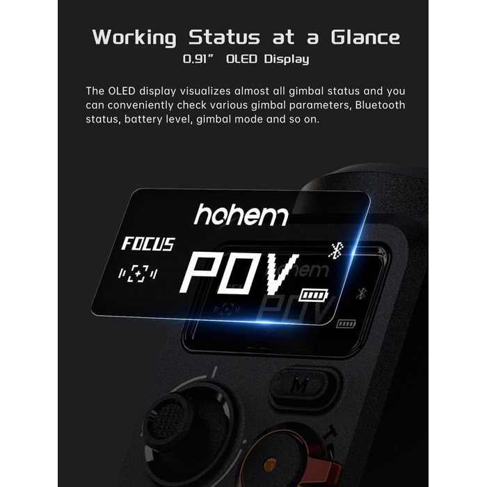 Штатив-стабілізатор Hohem iSteady M6 Kit для смартфонів з AI-трекером та світлом, 3-осьовий, OLED-дисплей, 400г