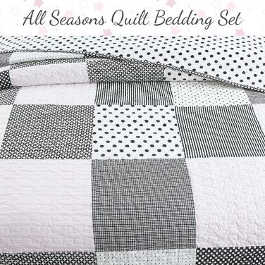 Комплект постільної білизни Cozy Line Home Fashions Moorea Wende-Bettwäsche-Set (3-х частинний) - ковдра, простирадло, наволочки (Чорно-білий, Twin)