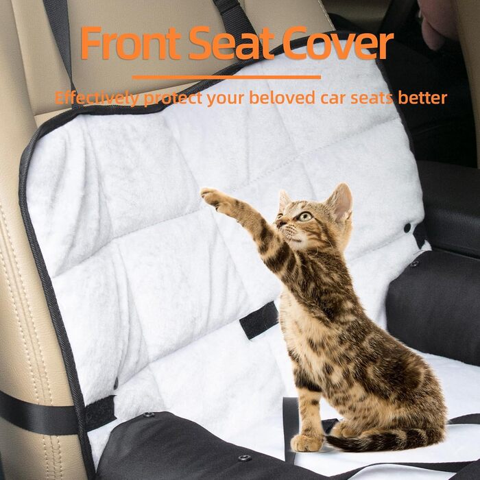 BingoPaw Dog Car Seat for Medium Dogs - Secure & Waterproof Dog Seat Cover for Back or Front Seat - Reinforced with Harness Straps - 66x55x49 cm
