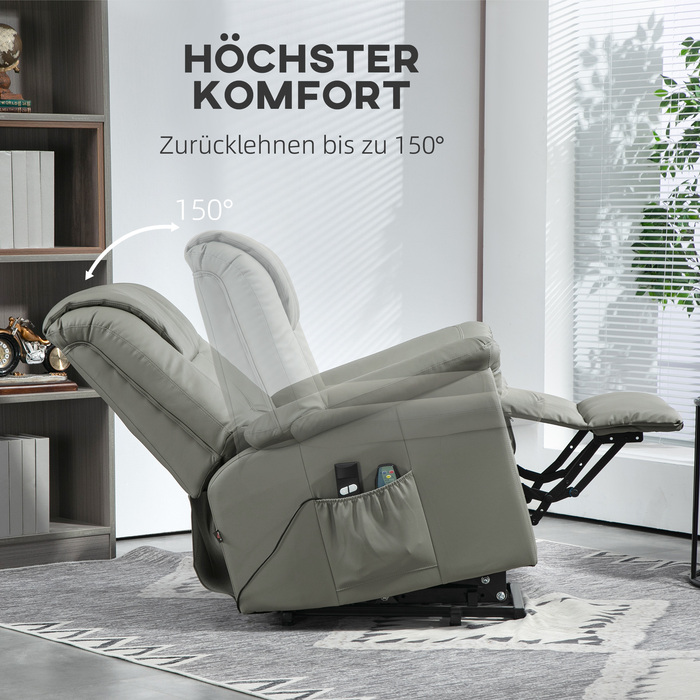 HOMCOM TV Chair with Rise Assist, Electric Recliner with Lie-flat Function, Heating and Massage Function, TV Chair with Spring System | Aosom