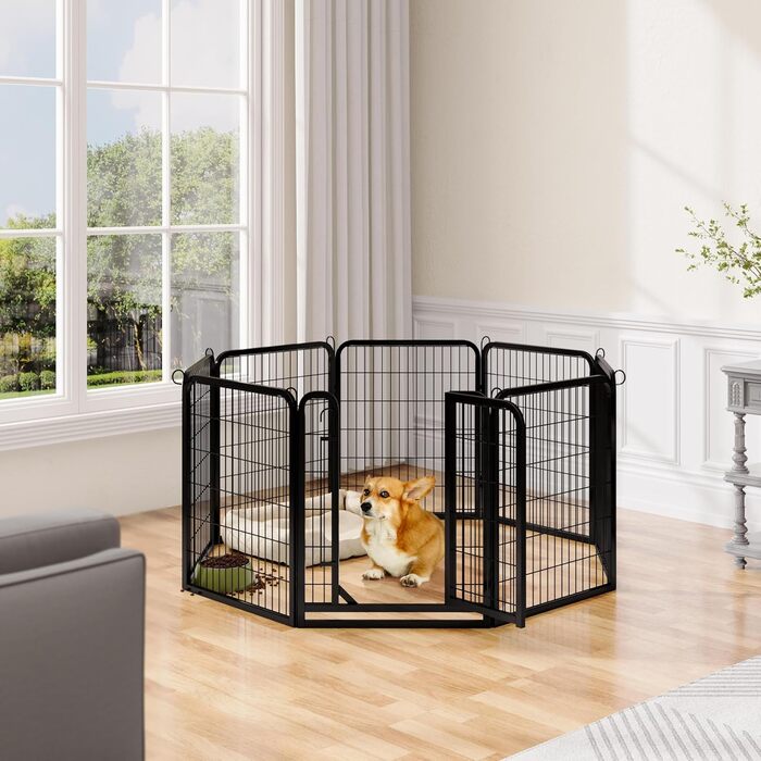 Yaheetech Folding Dog Playpen - 100cm High, 6-Panel, Portable Dog Kennel with Door for Indoor & Outdoor Use - Easy Assembly