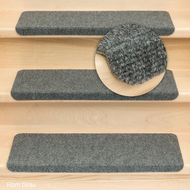 Ступінчасті килимки Kettelservice-Metzker Rom прямокутної форми - різні комплекти та кольори! (14 шт. світло-сірий)
