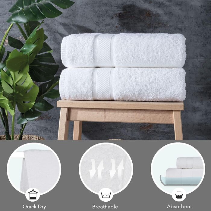 Набір розкішних турецьких рушників NOVA Luxury Linen готельного якості для ванної кімнати, 6 предметів, колір Mirage Grey / Білий