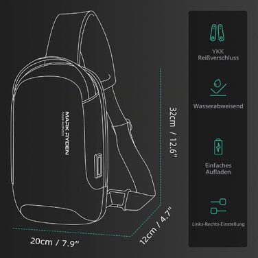Водонепроникна сумка-слінг Mark Ryden Crossbody проти крадіжок для чоловіків та жінок, сумка через плече для подорожей з відділенням для iPad 9.7