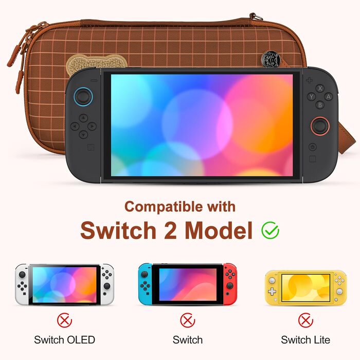 Чохол для Nintendo Switch 2 innoAura Switch 2 Tasche, Galaxy Lila (Коричневий клінок) - PU, водостійкий, з амортизацією, кишеня для AirTag