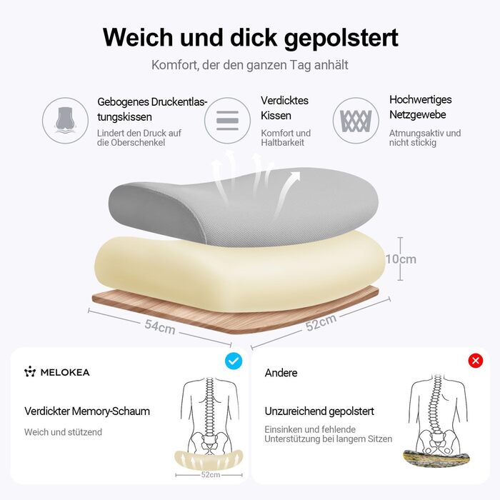 Ергономічне крісло для офісу з регульованою підголовником, крісло для робочого столу з широким сидінням, підтримкою попереку, офісне крісло 200 кг, сітчасте крісло, крісло для дому та офісу, комп'ютерне крісло EN 1335, сіре