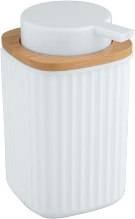 Дозатор для мила WENKO Rotello, 250 мл, з бамбуковим декором, для мила та засобів для миття посуду, червоний/натуральний