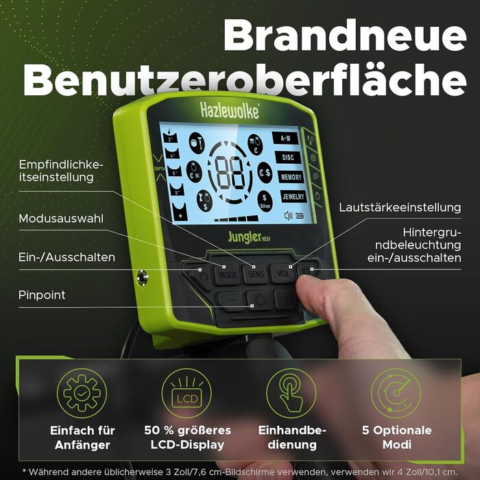 Металодетектор Profi Set: 10'' котушка, IP68, водонепроникний, Pinpoint, 5 режимів, LCD, DSP, для дорослих, пошук золота