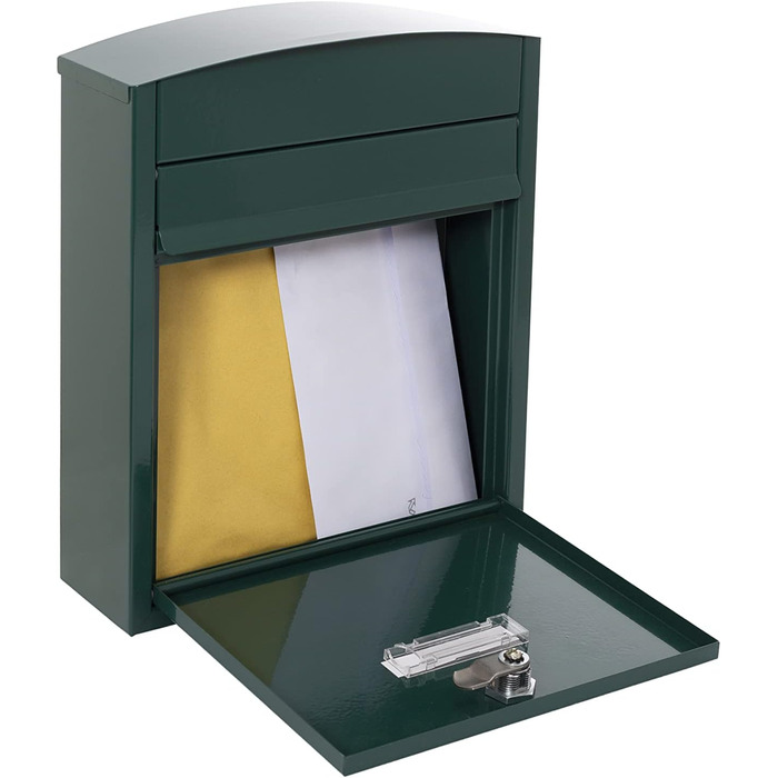 Поштовий ящик ARREGUI Compact E5731 сталевий (білий/зелений), розмір S (DIN A5), настінний, водонепроникний, з табличкою для імені, 2 ключі, легкий монтаж