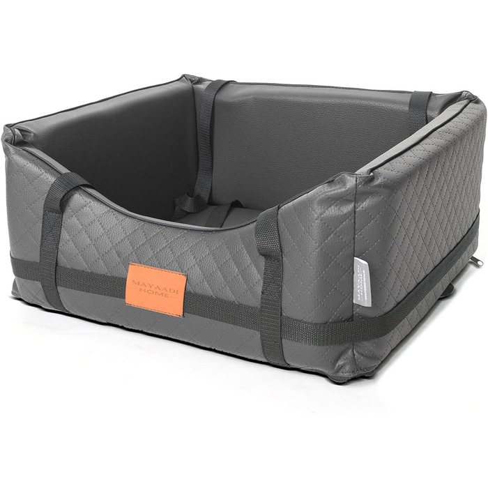 Автокрісло для собак Mayaadi-Home з штучної шкіри, 65x55x25 см, темно-сірий