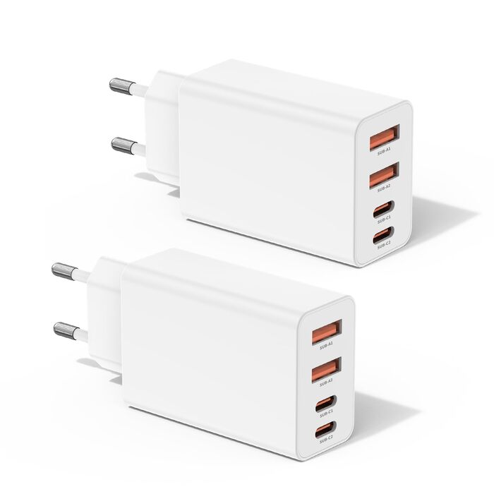 Зарядний пристрій USB-C 100W, 6 портів: для iPhone 17/16/15/14/13 Pro Max, iPad Pro, Samsung Galaxy S25/S24 - Pius (білий)