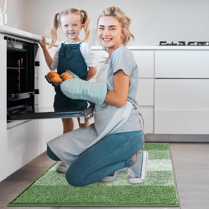 Килимок для дому та ванної кімнати SHACOS, 80 x 120 см, зелений. Антиковзка, швидковисихаюча, для входу та ванної кімнати