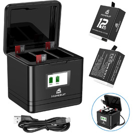 Акумулятор Homesuit Hero 12 1800mAh + LED зарядний пристрій USB-C (2 шт.) для GoPro Hero 12/11/10/9 Black