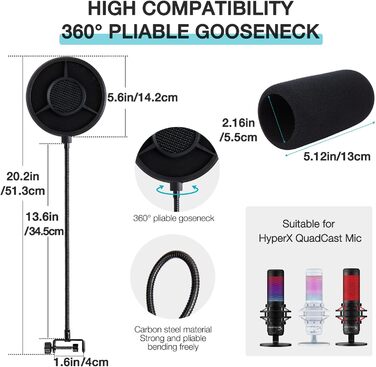 Кріплення для мікрофона HyperX QuadCast/ProCast YOUSHARES (PS-T7) з поп-фільтром, професійний штатив-кріплення для мікрофону, червоний