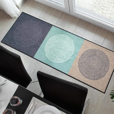 Килимок для входу Salonloewe Nestor 50x75 см, сіро-м'ятний, прямокутний, миючийся